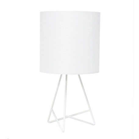 Simple Designs 13.5 in. H Down to the Wire Table Lamp with Fabric Shade, White