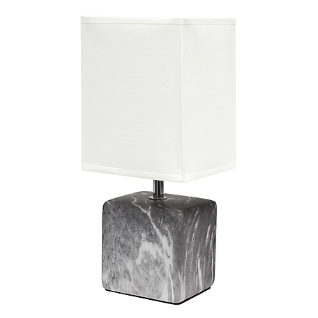 Simple Designs Petite Ceramic Table Lamp with Fabric Shade, Black/White