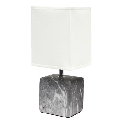 Image showing  Petite Ceramic Table Lamp with Fabric Shade, Black/White