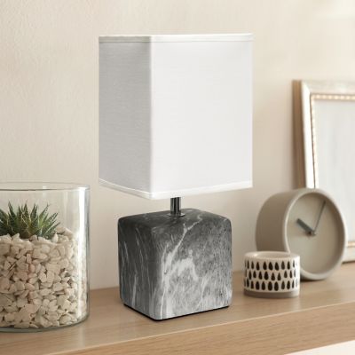 Image showing  Petite Ceramic Table Lamp with Fabric Shade, Black/White