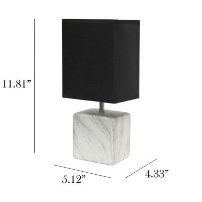 Image showing  Petite Ceramic Table Lamp with Fabric Shade, White Base, Black Shade