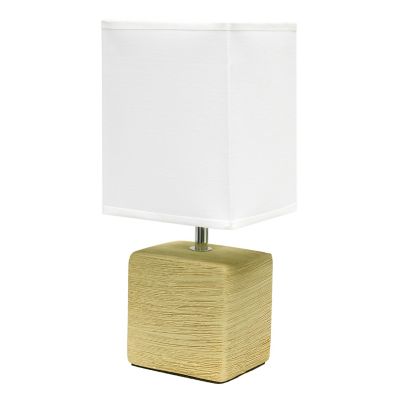 Image showing  Petite Ceramic Table Lamp with Fabric Shade, Beige/White