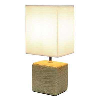 Image showing  Petite Ceramic Table Lamp with Fabric Shade, Beige/White