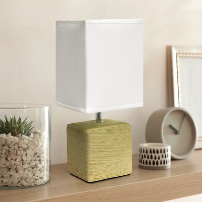 Image showing  Petite Ceramic Table Lamp with Fabric Shade, Beige/White
