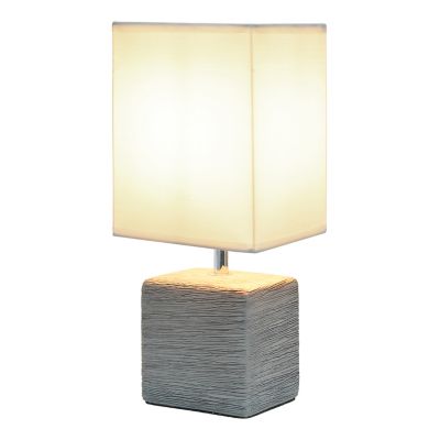 Image showing  Petite Ceramic Table Lamp with Fabric Shade, Gray Base, White Shade