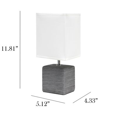 Image showing  Petite Ceramic Table Lamp with Fabric Shade, Gray Base, White Shade