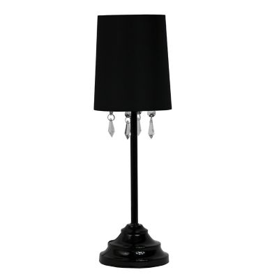 Simple Designs 16.62 In. H Table Lamp With Fabric Shade And Hanging Acrylic Beads, Black