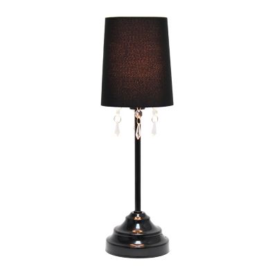 Image showing  16.62 in. H Table Lamp with Fabric Shade and Hanging Acrylic Beads, Black