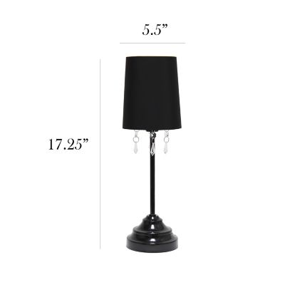 Image showing  16.62 in. H Table Lamp with Fabric Shade and Hanging Acrylic Beads, Black