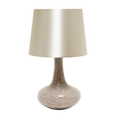 Image showing  14.17 in. H Mosaic Tiled Glass Genie Table Lamp with Fabric Shade, Champagne