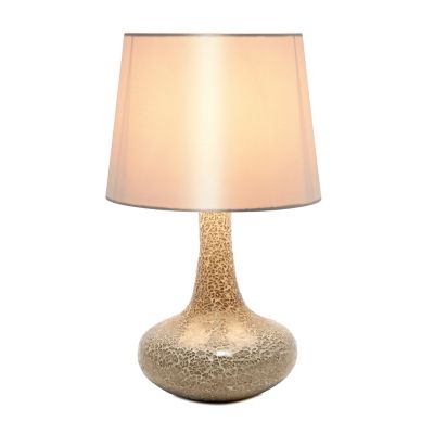Image showing  14.17 in. H Mosaic Tiled Glass Genie Table Lamp with Fabric Shade, Champagne
