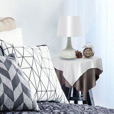 Simple Designs 14.17 in. H Mosaic Tiled Glass Genie Table Lamp with Fabric Shade, White