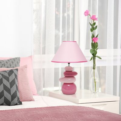 Simple Designs 17.5 in. H Ceramic Stone Table Lamp, Pink
