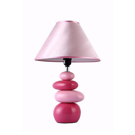 Simple Designs 17.5 in. H Ceramic Stone Table Lamp, Pink