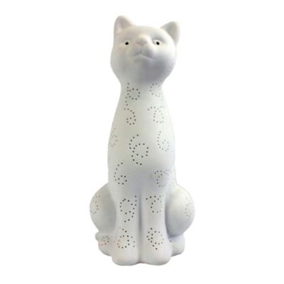 Simple Designs 12.2 in. H Porcelain Kitty Cat Shaped Animal Light Table Lamp