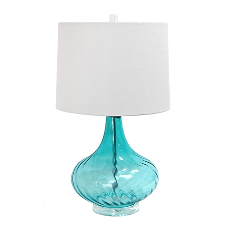 Elegant Designs 24 in. H Glass Table Lamp with Fabric Shade