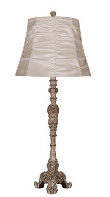 Elegant Designs 31 in. H Antique Buffet Table Lamp with Cream Ruched Shade