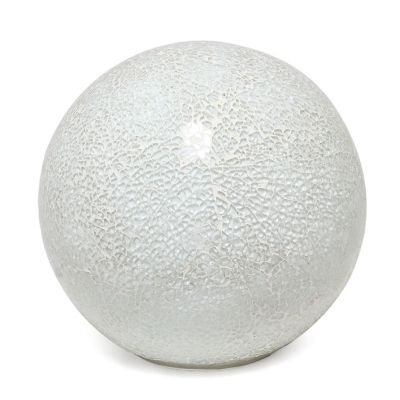 Simple Designs 8 in. H Stone Ball Table Lamp, White