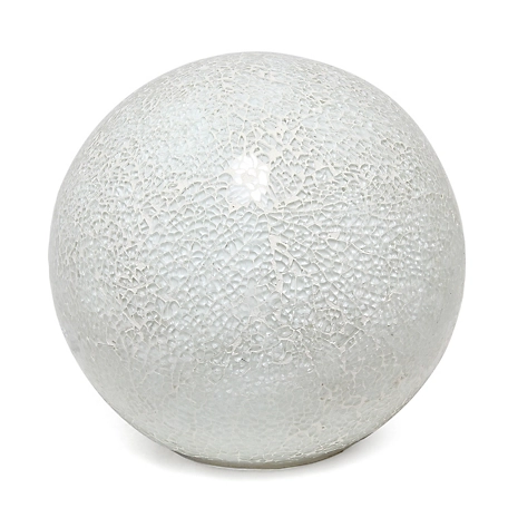 Simple Designs 8 in. H Stone Ball Table Lamp, White
