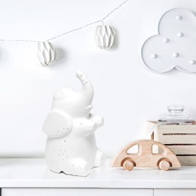 Simple Designs 8.18 in. H Porcelain Elephant Shaped Table Lamp