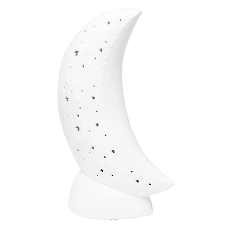 Simple Designs 10.15 in. H Porcelain Moon Shaped Table Lamp