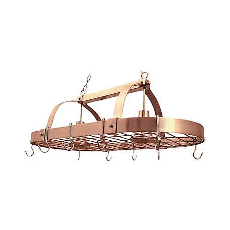 Elegant Designs 2-Light Kitchen Pot Rack with Downlights, Copper