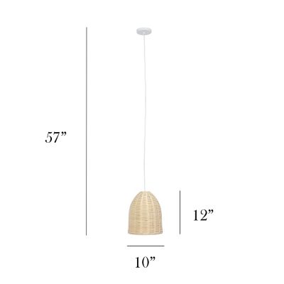 Image showing  1-Light Coastal Dome Rattan Downlight Pendant