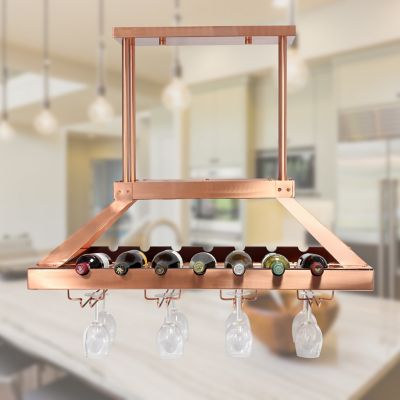 Elegant Designs 2-Light LED Overhead Wine Rack Light, Copper