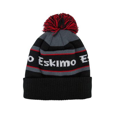 Eskimo Pom Knit Beanie Hat, Black Ice