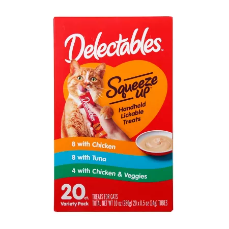 Delectables Hartz Chicken Tuna & Chicken & Vegetable Squeeze Ups Variety Wet Treats for Cats 10 oz. Cat Lickable Treats