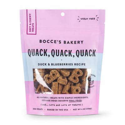 Bocce's Bakery Duck Flavor Quack Quack Soft and Chewy Dog Biscuit Treats, 6 oz.