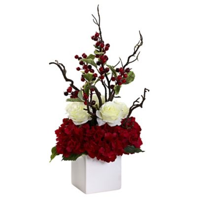 Nearly Natural 24 in. Holiday Cheers Arrangement with Vase