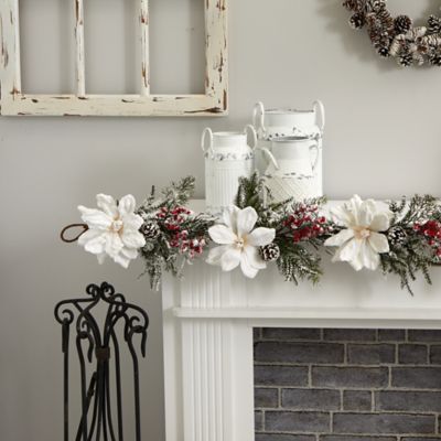 Image showing  60 in. Frosted Magnolia and Berry Artificial Garland