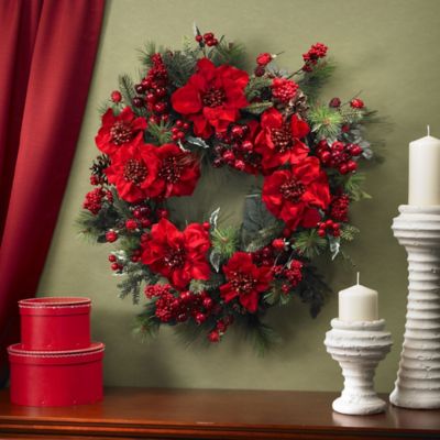 Image showing  24 in. Poinsettia Wreath