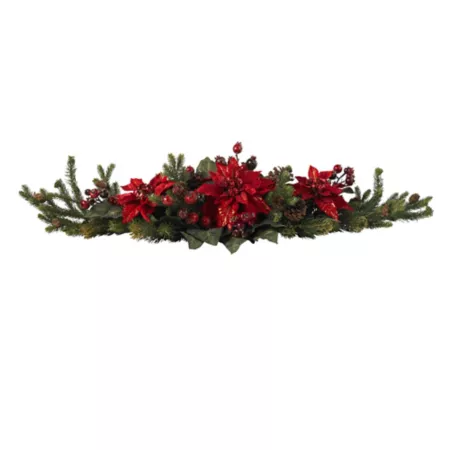 Almost natural poinsettia and berry centerpiece Christmas Flowers