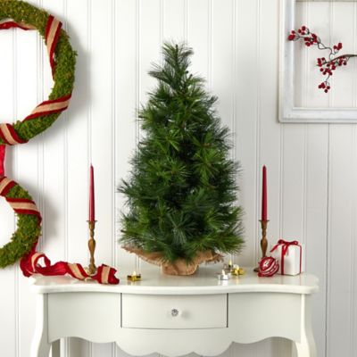 Image showing  3 ft. Pre-Lit Christmas Tree in Burlap Bag, Clear Lights