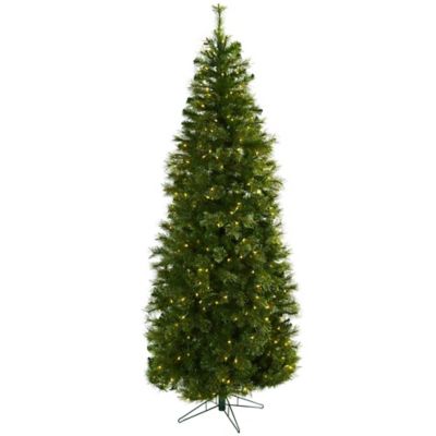 Nearly Natural 7.5 ft. Cashmere Slim Christmas Tree with Clear Lights