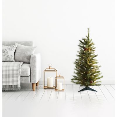 Image showing  3 ft. Pre-Lit Artificial Christmas Tree with Pine Cones, Clear Lights