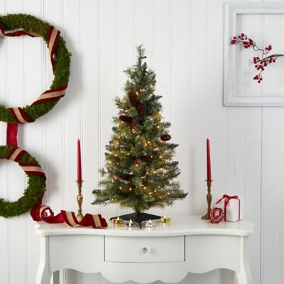 Image showing  3 ft. Pre-Lit Artificial Christmas Tree with Pine Cones, Clear Lights