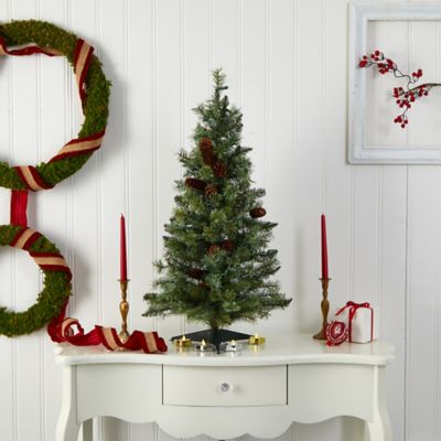 Image showing  3 ft. Pre-Lit Artificial Christmas Tree with Pine Cones, Clear Lights