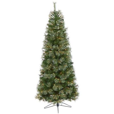 Nearly Natural 7 ft. Cashmere Slim Artificial Christmas Tree, 350 Warm White Lights and 660 Bendable Branches