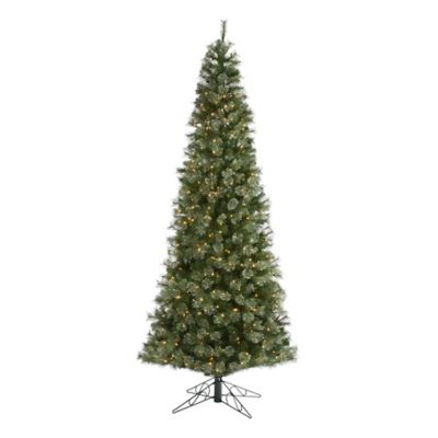 Nearly Natural 10 ft. Pre-Lit Cashmere Slim Artificial Christmas Tree with Bendable Branches, Warm White Lights