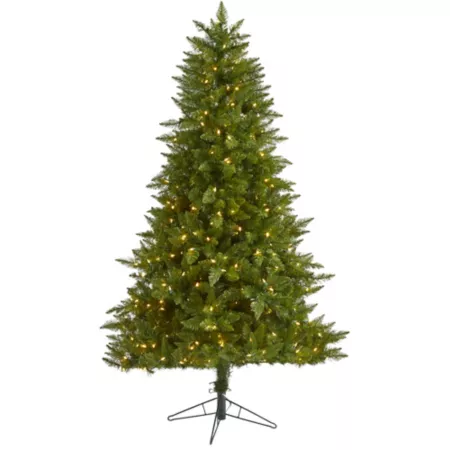 Nearly Natural 6.5ft Vermont Spruce Artificial Christmas Tree 450 Warm White LED Lights 984 Bendable Branches Artificial Christmas Trees