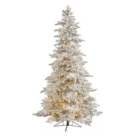 Nearly Natural 7.5 ft Grand Northern Rocky Flocked Artificial Christmas Tree 6 672 LED Lights 1 071 Bendable Branches Artificial Christmas Trees