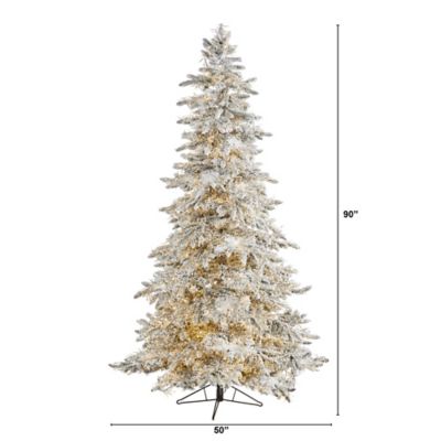 Image showing 7.5 ft. Flocked Grand Northern Rocky Fir Artificial Christmas Tree, 6,672 LED Lights, 1,071 Bendable Branches