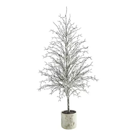 6 ft Almost Natural Snowy Twig Artificial Tree in Decorative Planter Artificial Christmas Trees