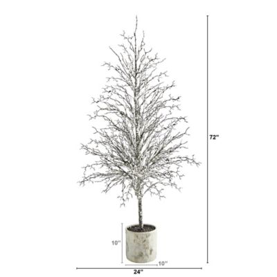 Image showing  6 ft. Snowed Twig Artificial Tree in Decorative Planter