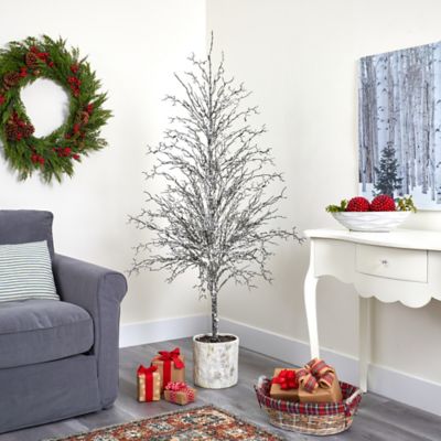 Image showing  6 ft. Snowed Twig Artificial Tree in Decorative Planter