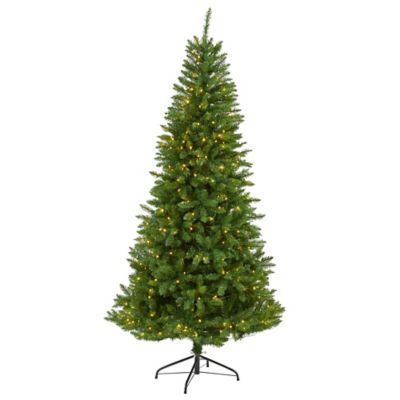 Nearly Natural 7 ft. Green Valley Fir Artificial Christmas Tree, 350 Clear LED Lights 1,125 Bendable Branches