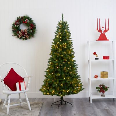 Image showing  7 ft. Green Valley Fir Artificial Christmas Tree, 350 Clear LED Lights 1,125 Bendable Branches